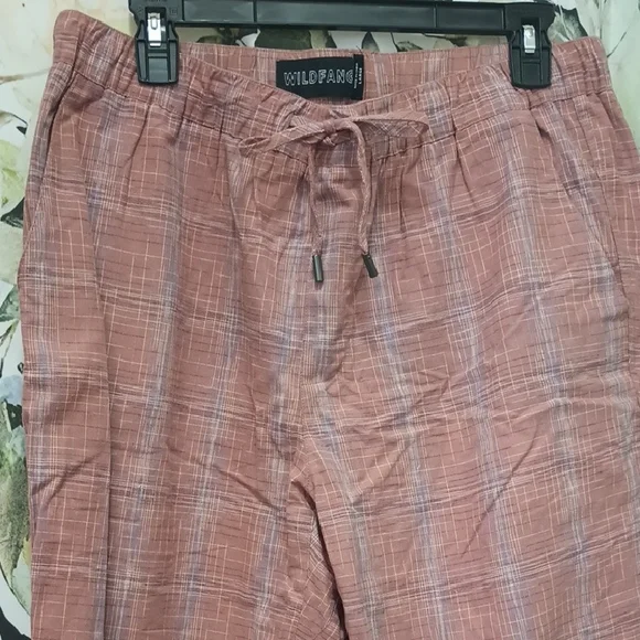 Wildfang Pink Plaid Drawstring Trousers - Picture 1 of 3